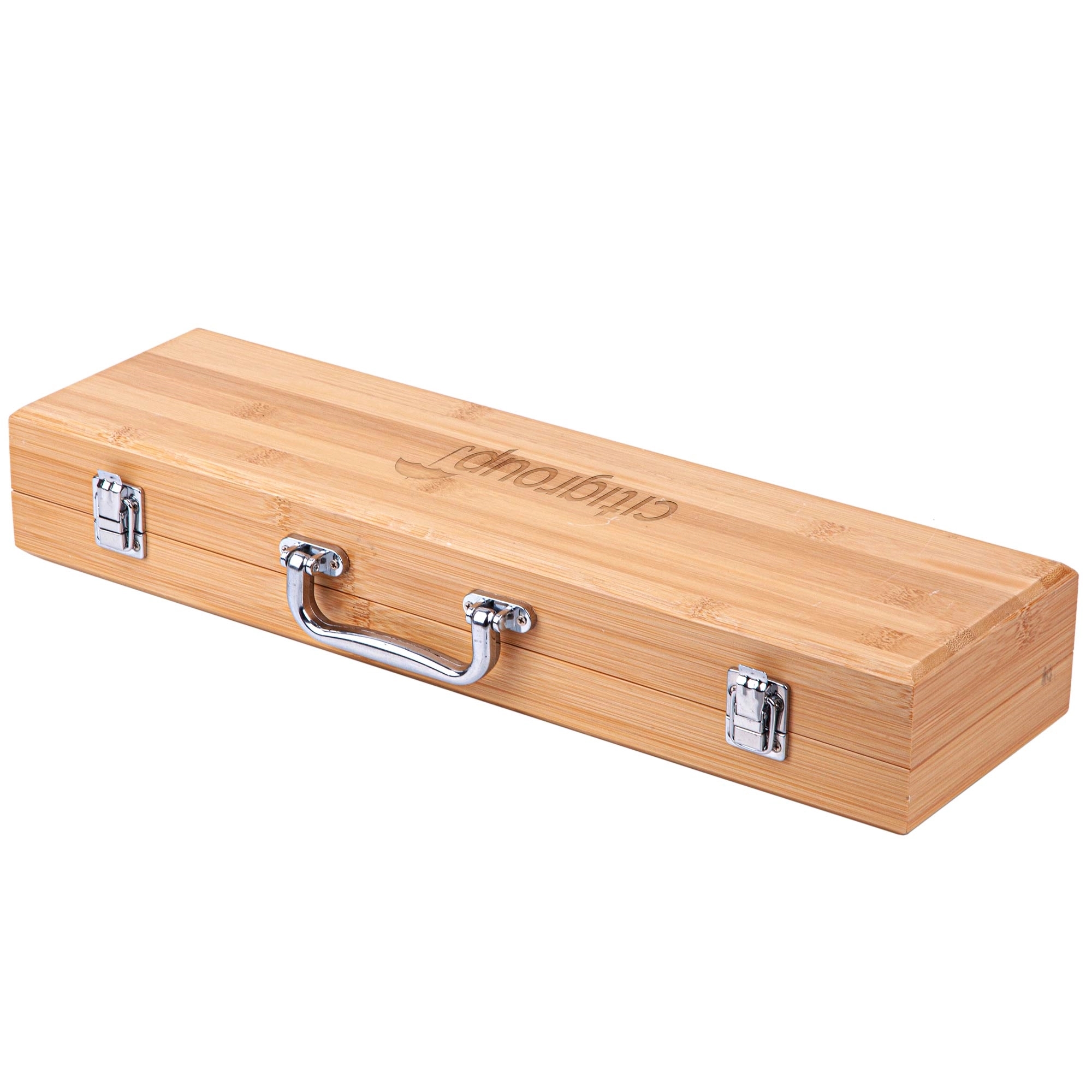 3-Piece BBQ Grill Utensil Set with Bamboo Case 3