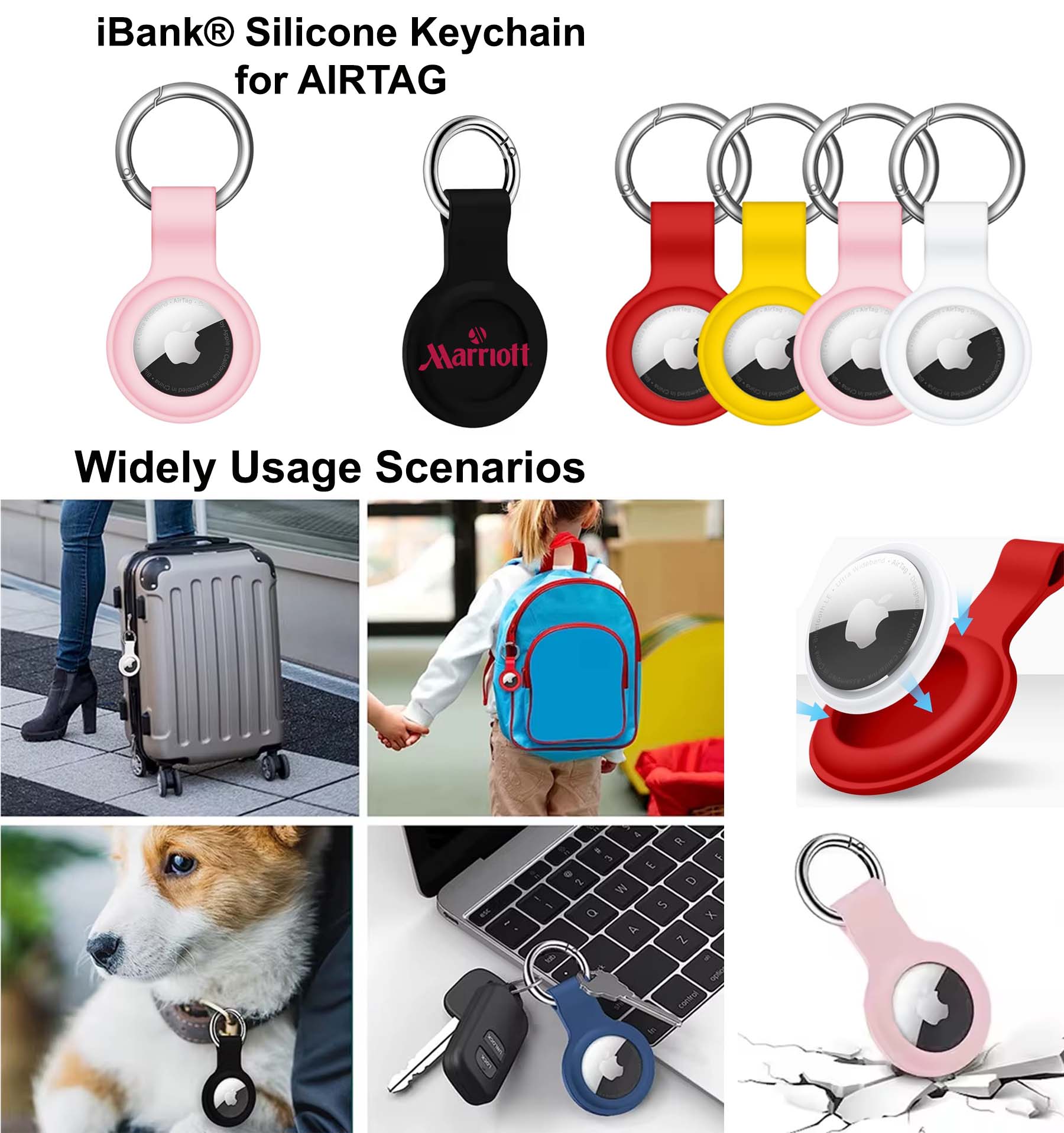 iBank ® Protective Silicone Keychain for AirTag – Soft-Touch Tracker Case & Secure Loop 1