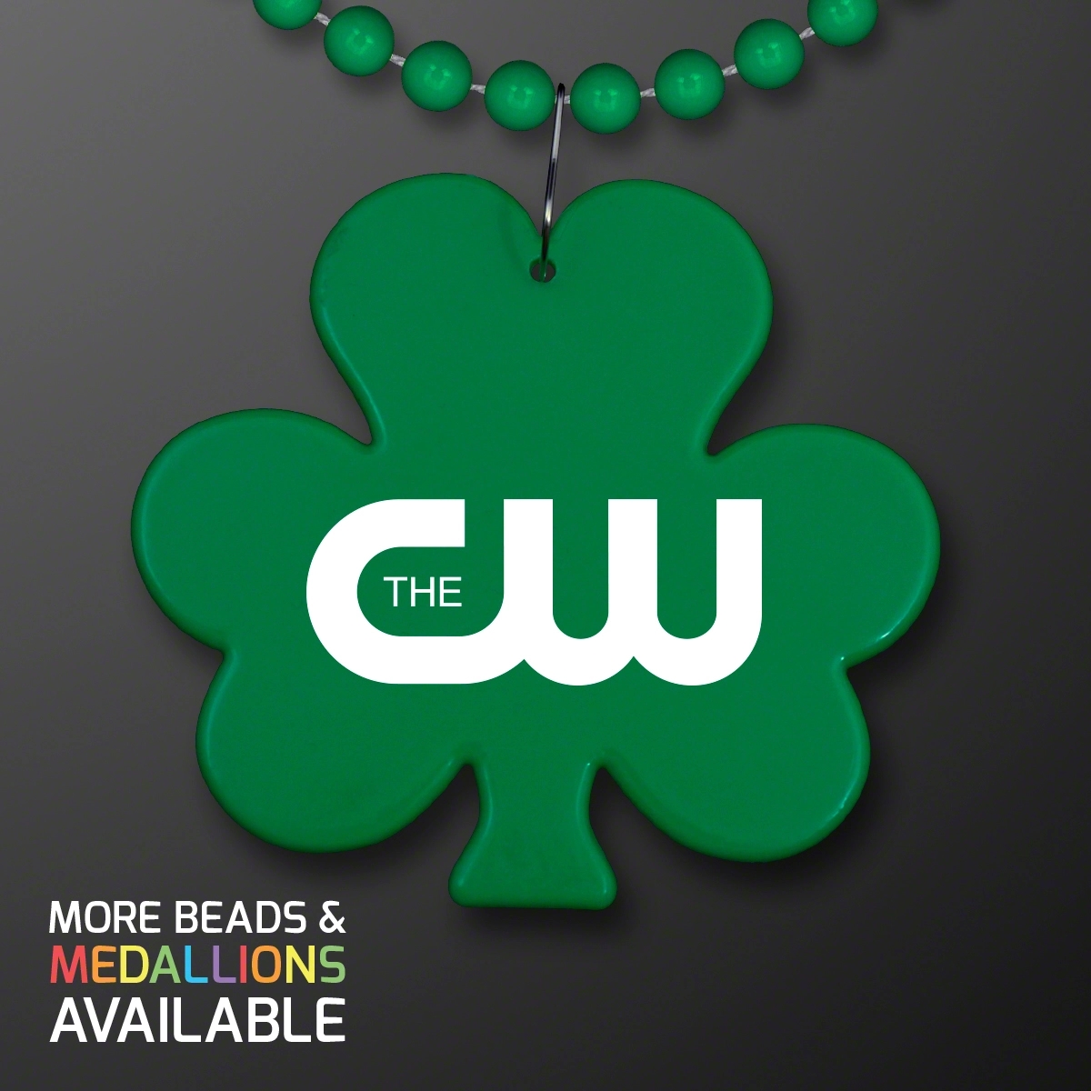 Jumbo Shamrock Medallion St. Pat's Bead Necklace 1