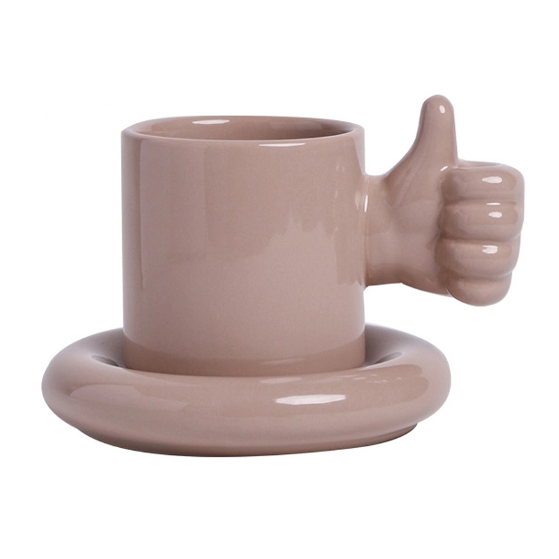 Custom 8.4 OZ. Ceramic Tea Cup Coffee Mug with Saucer Set 4