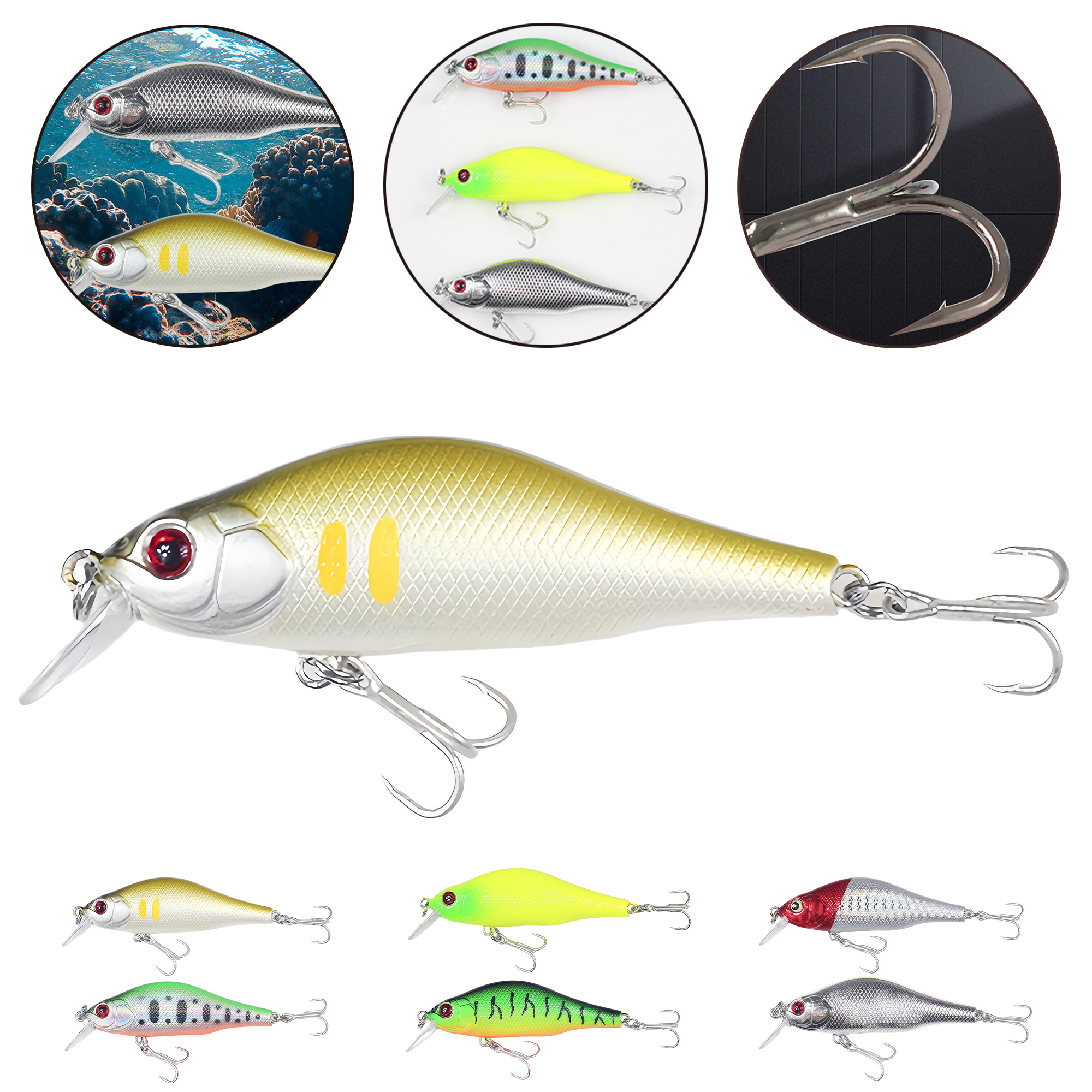 8.8g 3.15" Center of Gravity Shifting Minnow Floating Lure for Long Casting Fishing Bait 4