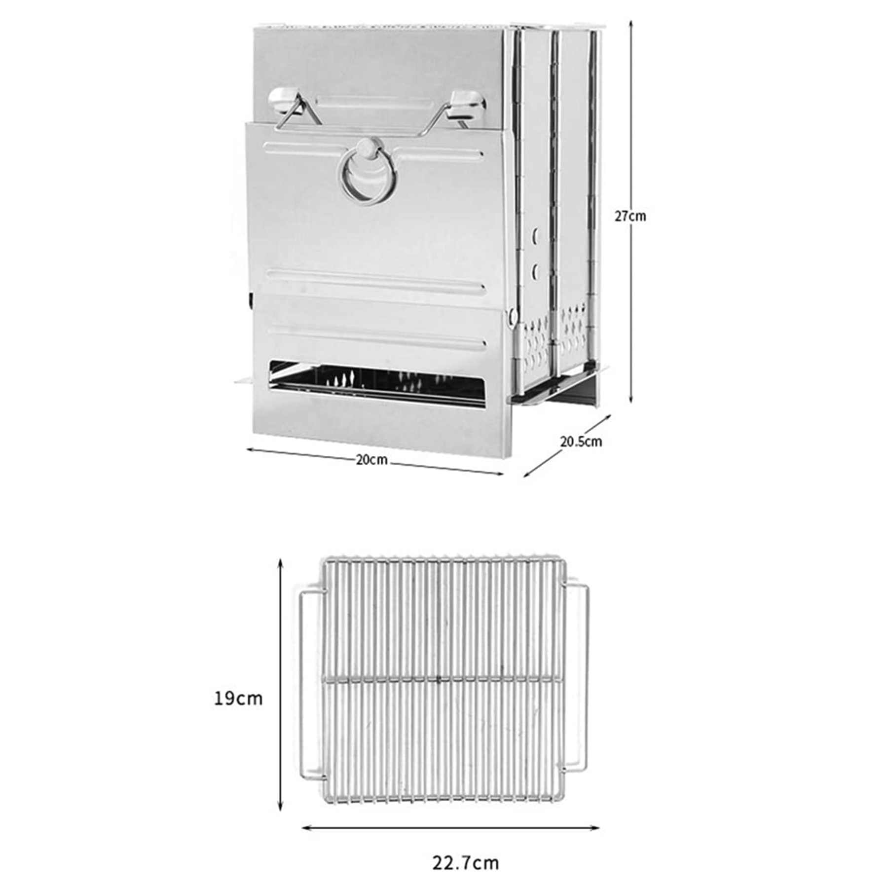 Camping Wood Stove With Grill, custom BBQ set with logo imprint 2
