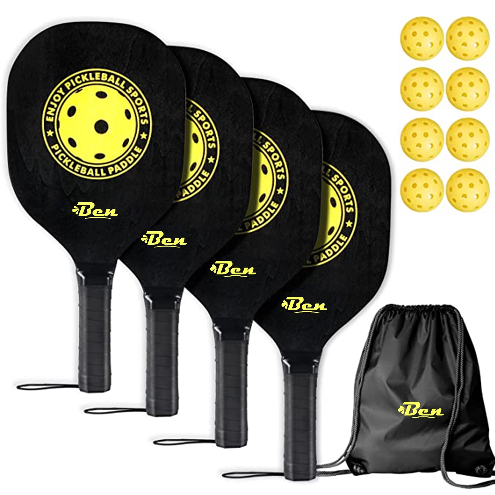 Pickleball Set Includes 4 Paddles & 8 Balls 2