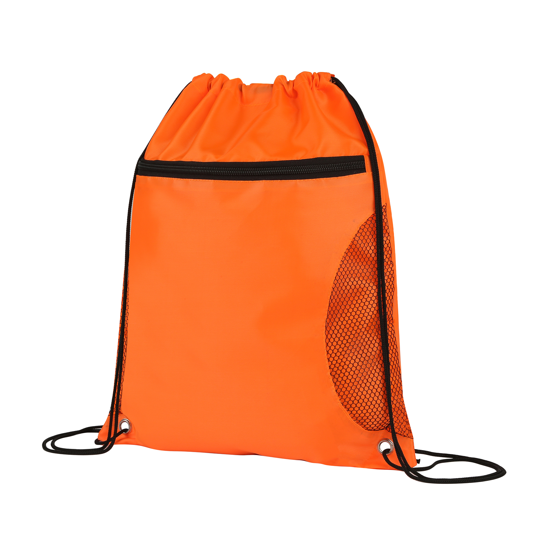 Drawstring Sports Backpack With Mesh-Sided Front Zipper Pocket 3