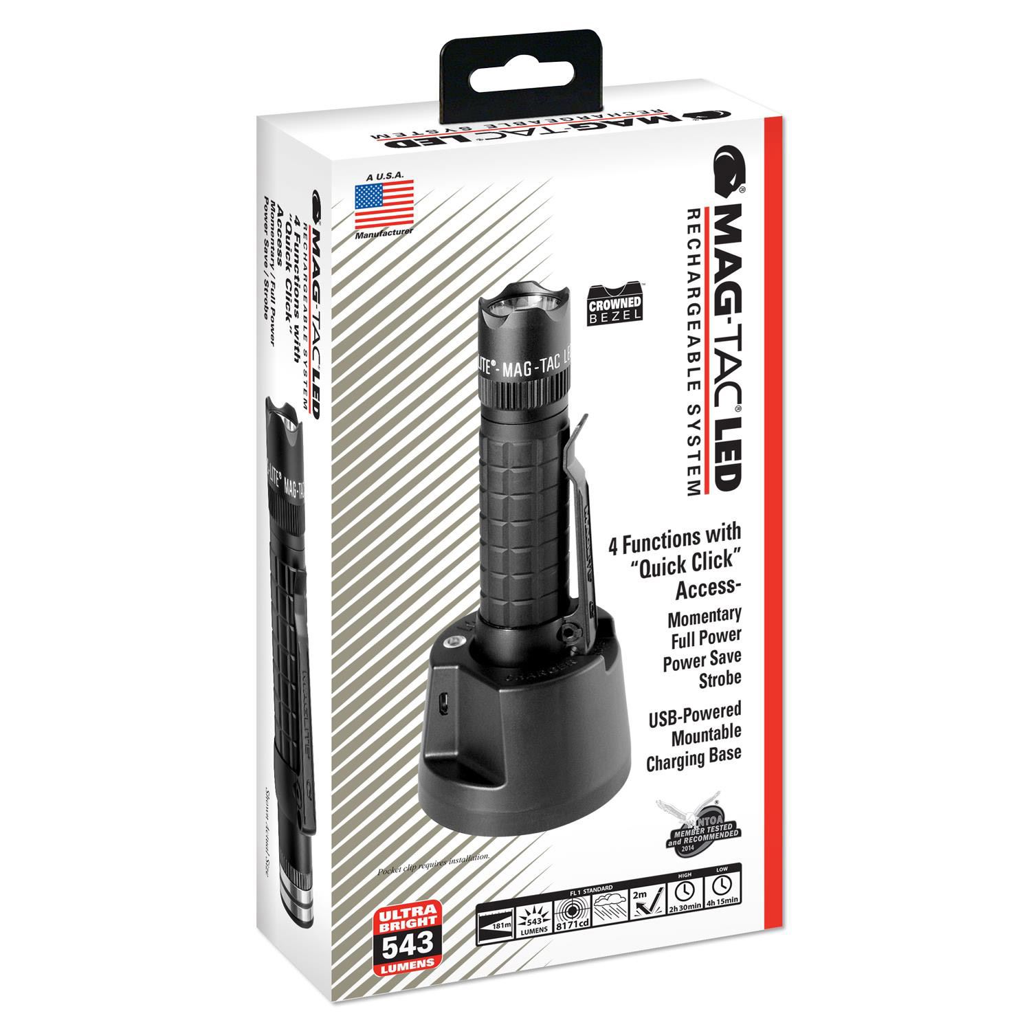 Maglite Magtac LED Rechargeable Flashlight System Crowned Bezel 2