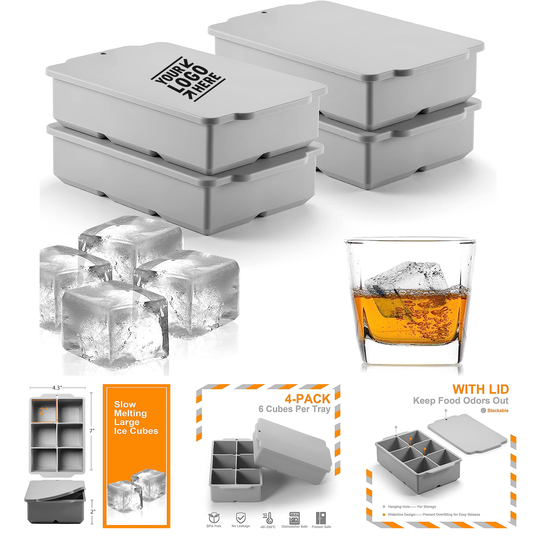 Silicone Large Ice Cube Trays 
