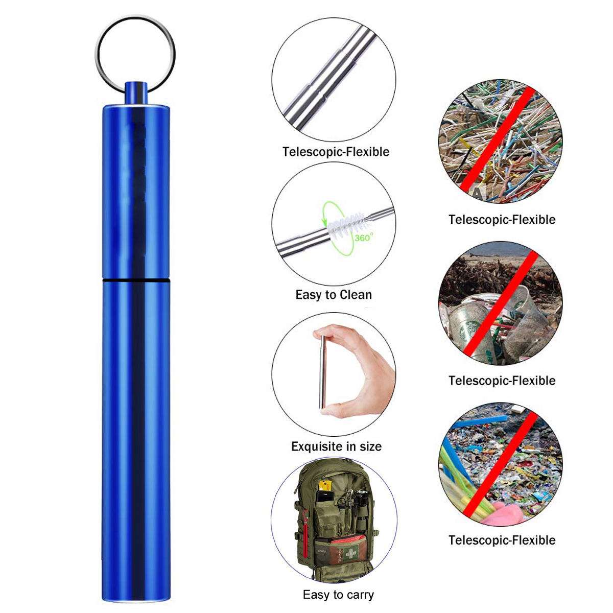 Reusable Telescopic Stainless Steel Straw Kit 3