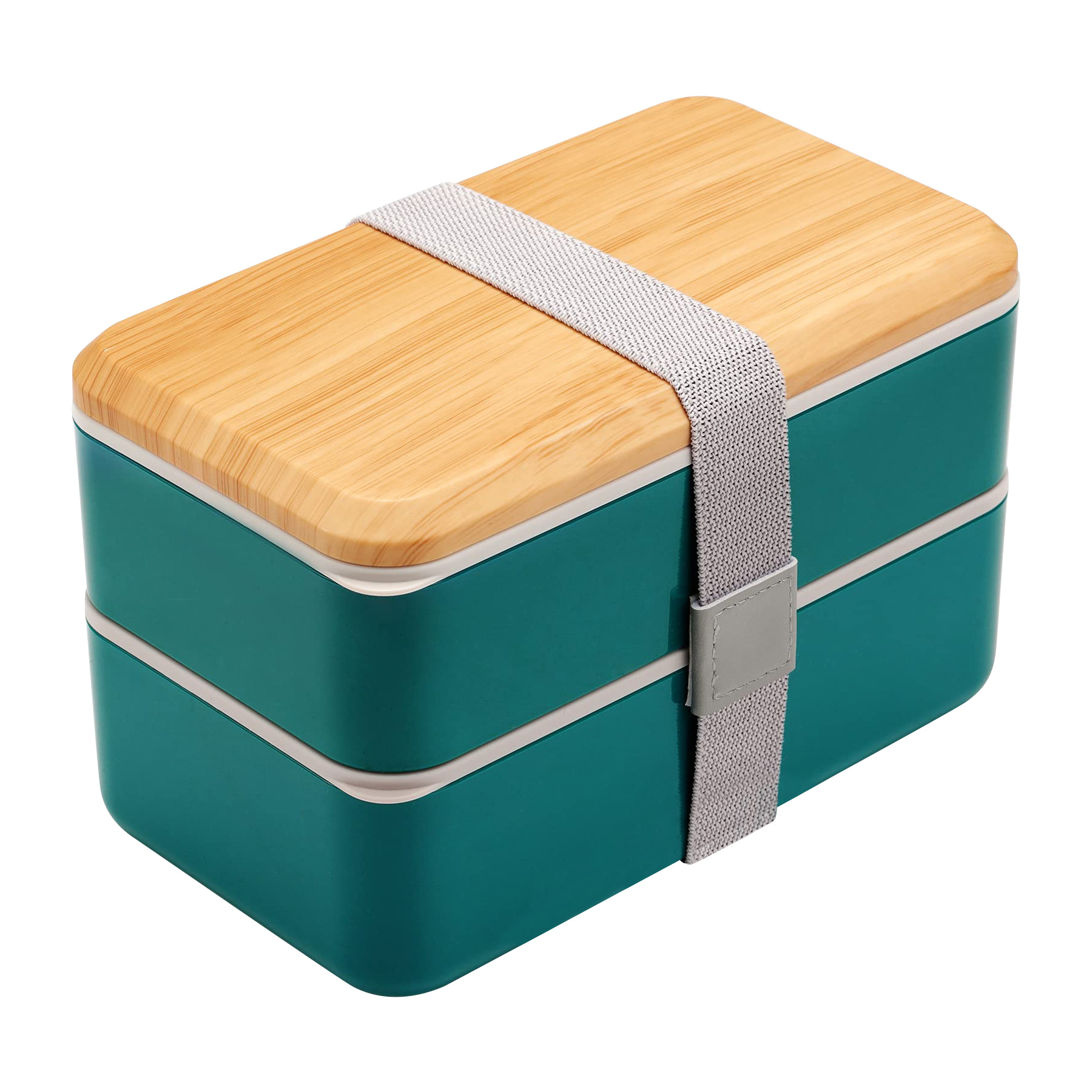 Wood Grain Double Decker Portable Lunch Box 8
