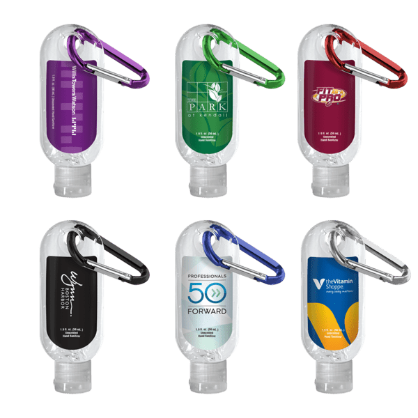 1.9 oz. Clear Sanitizer in Clear Bottle with Carabiner 32