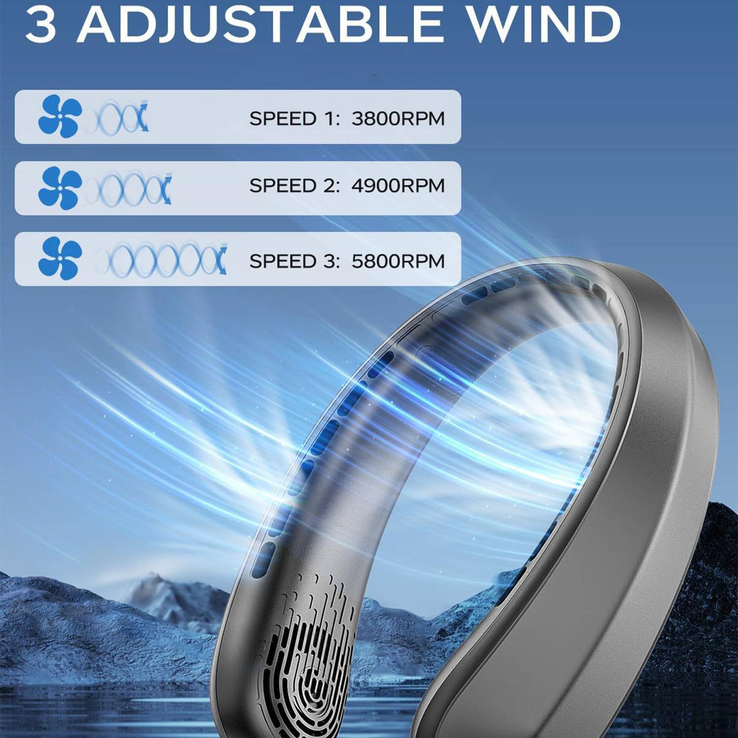 3600mAh Rechargeable Bladeless Neck Fan – Quiet Design 5