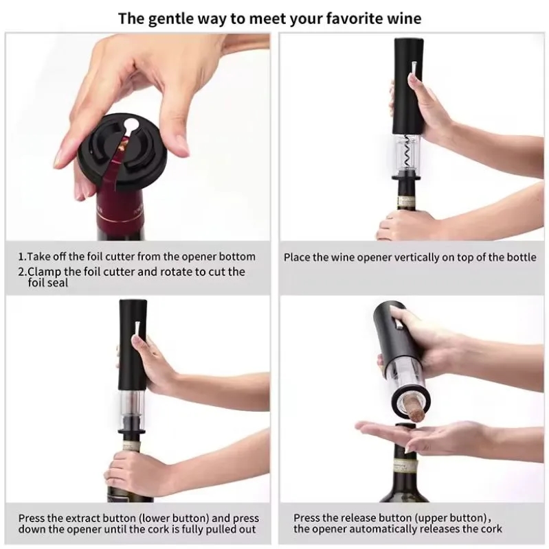 Cordless Automatic Electric Wine Opener with Foil Cutter 3