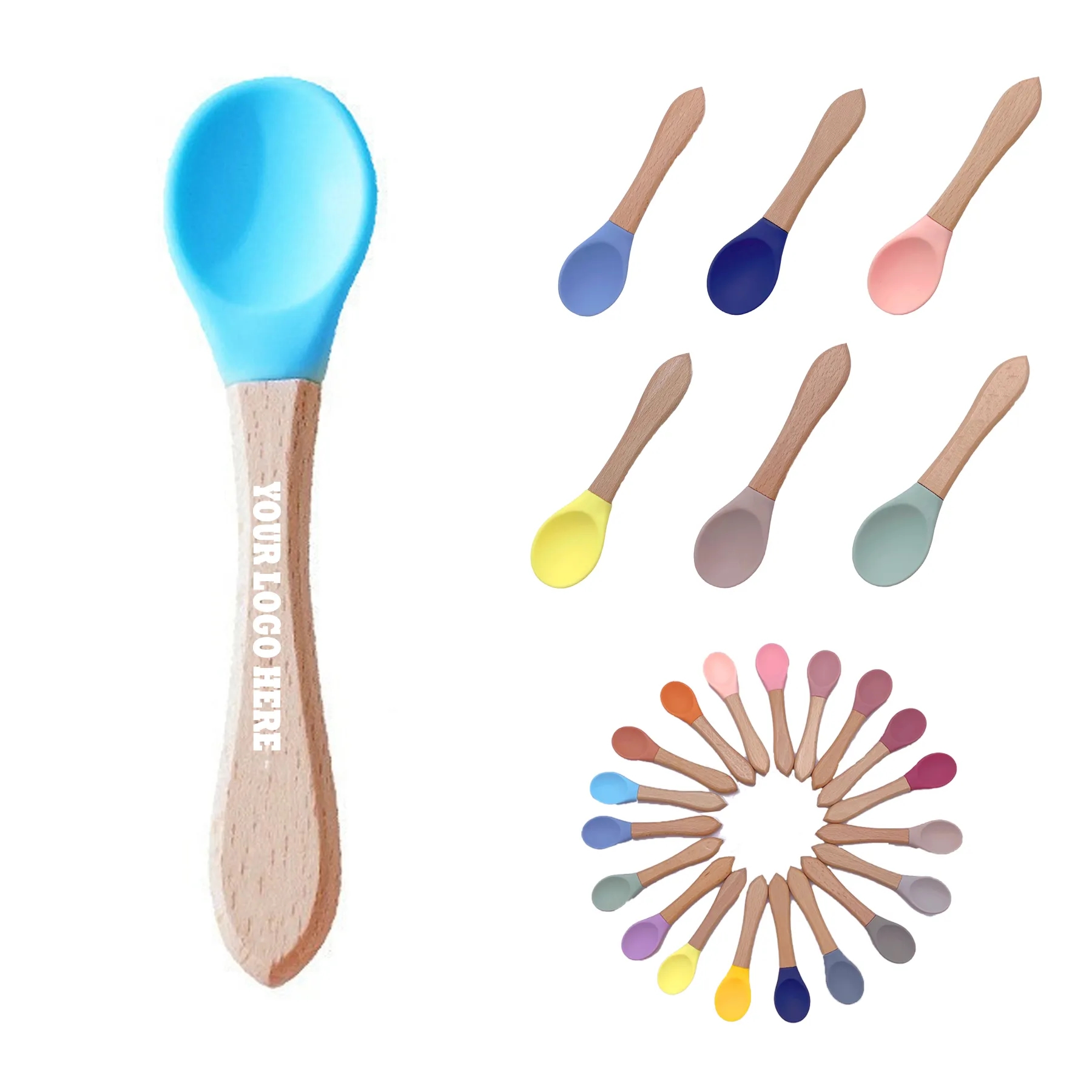 Silicone spoon with wooden handle 2