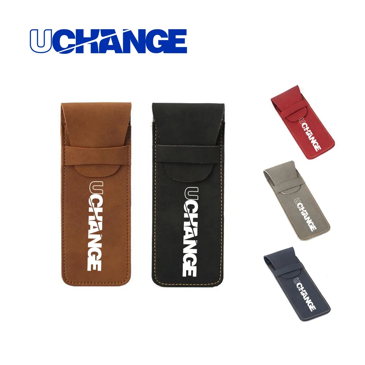 PU Leather Two Pen Pouch With Flap 7