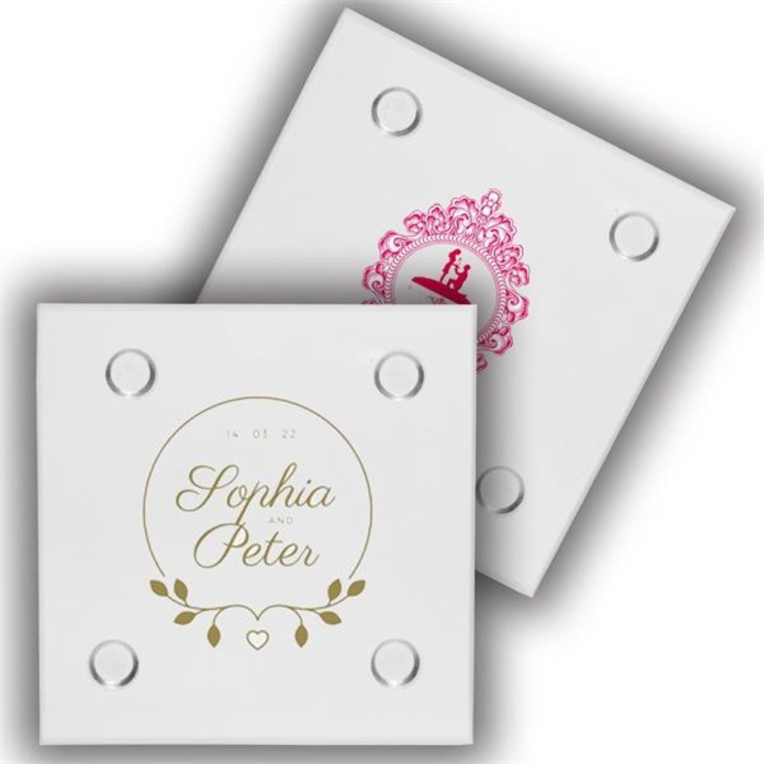 4" Square Glass Clear Coasters w/ Custom Imprint 2