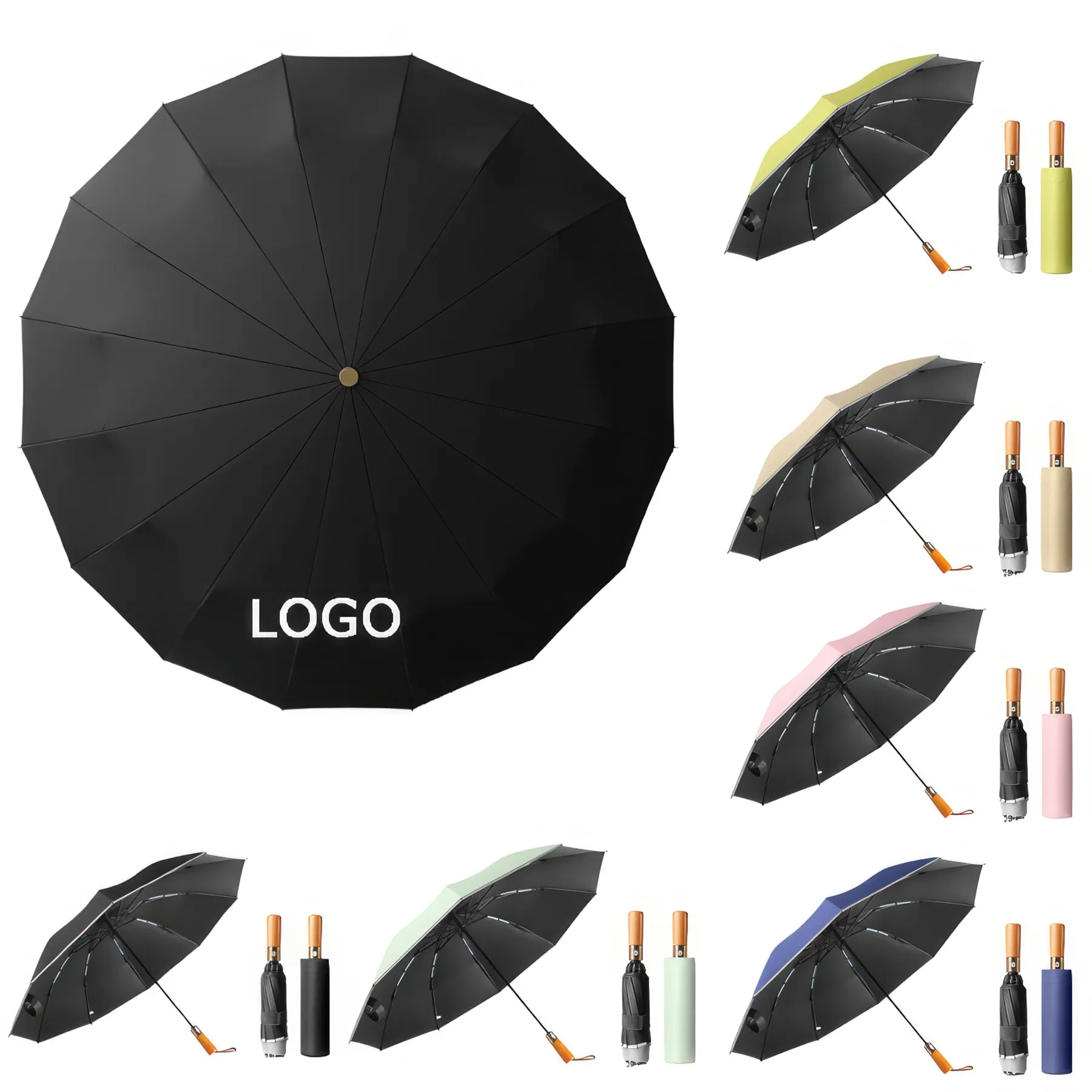 10 Bone Automatic Log Handle Umbrella 2