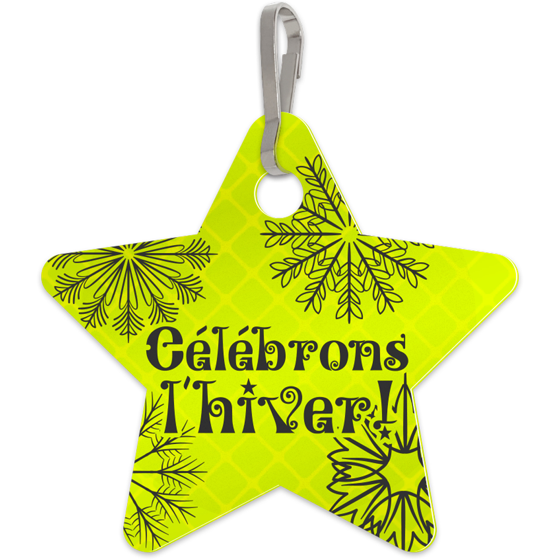 Ultra Reflective Yellow Bag Tag Star shape 2.22" x 2.4" Screen-printed