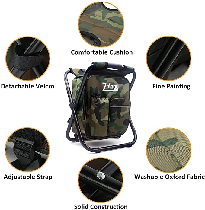 Folding Camping Chair Stool Backpack with Cooler Picnic Bag 2