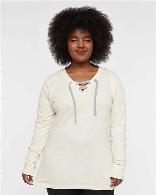 Women's Fine Jersey Lace-Up Long Sleeve T-Shirt - 3538 10