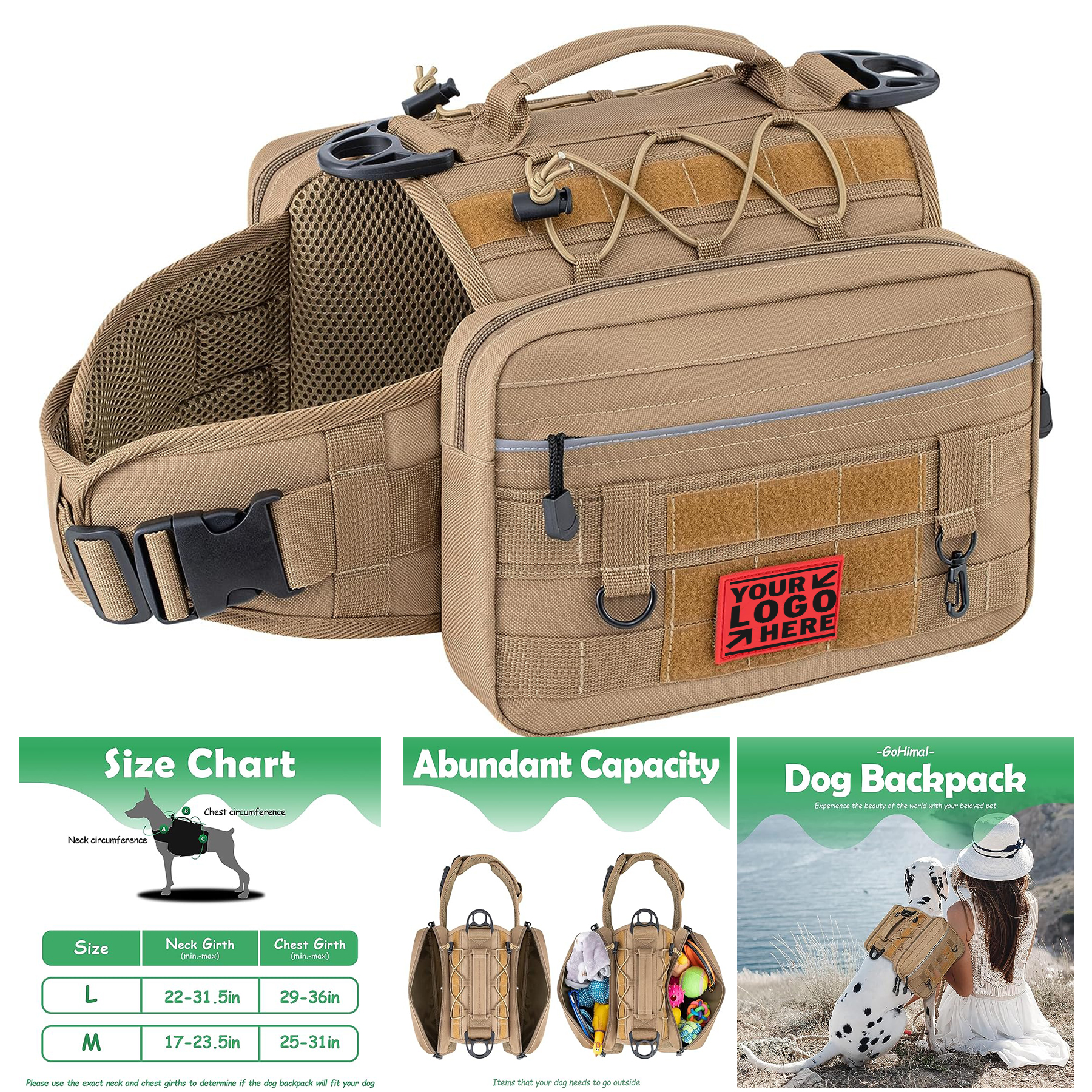 4 Side Pockets Reflective Stripes Large Medium Adjustable Dog To Wear Dog Hiking Backpack Saddle Bag 2