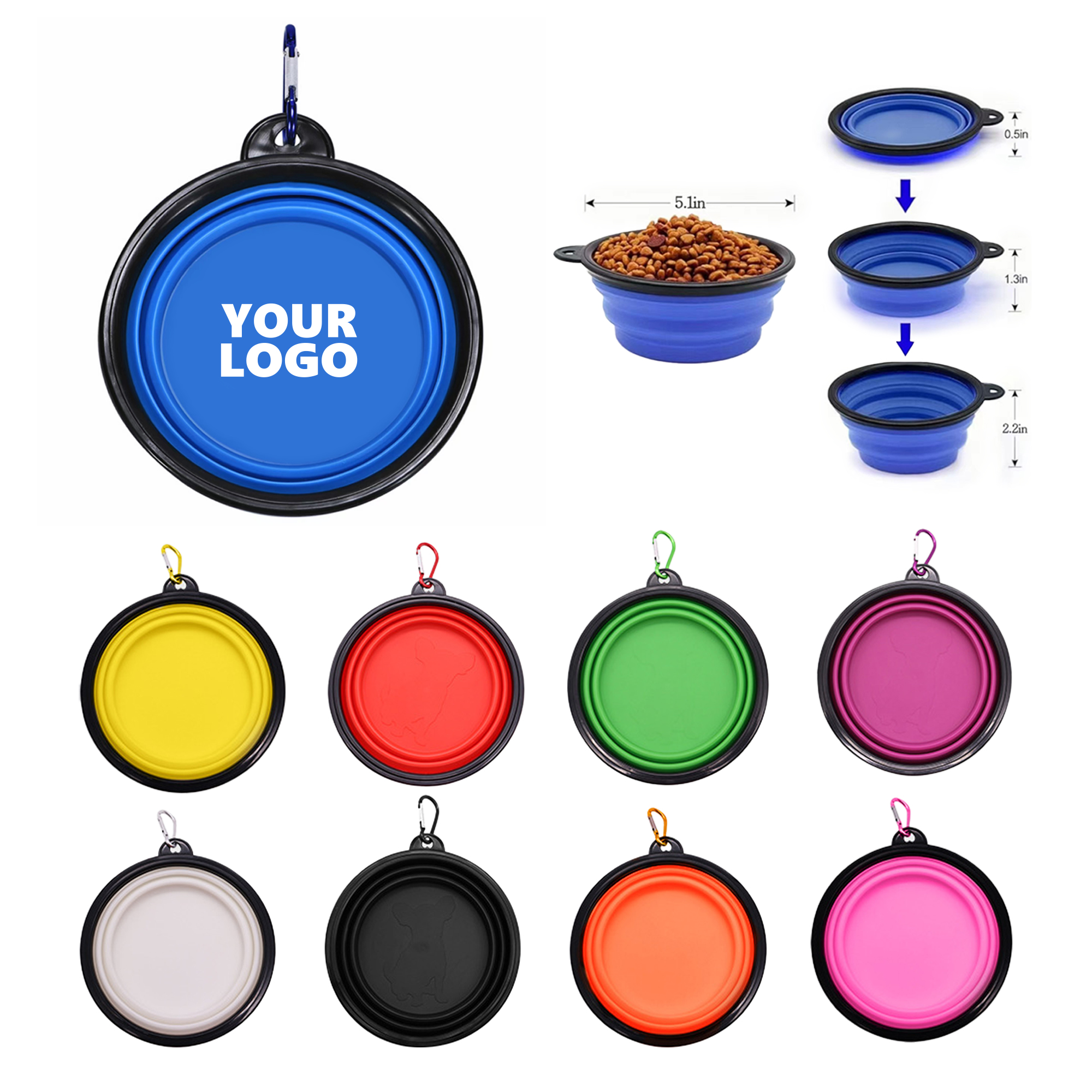 12 OZ Portable Travel Dog Bowl With Carabiner 3
