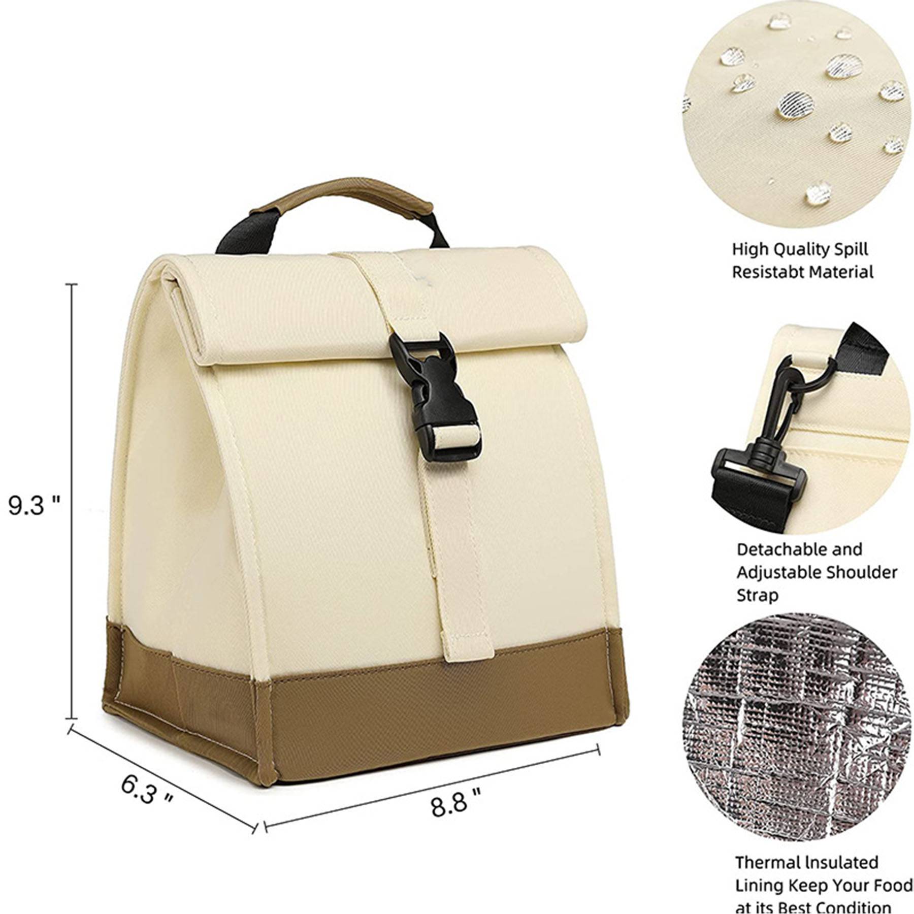 Nylon Insulated Lunch Bag Roll Top 3