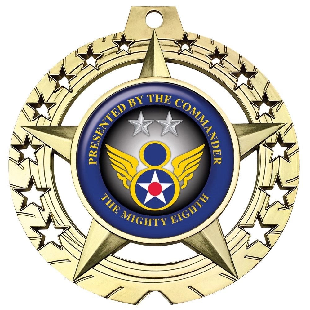 3 3/4" Antique Gold Star Insert Medal 8