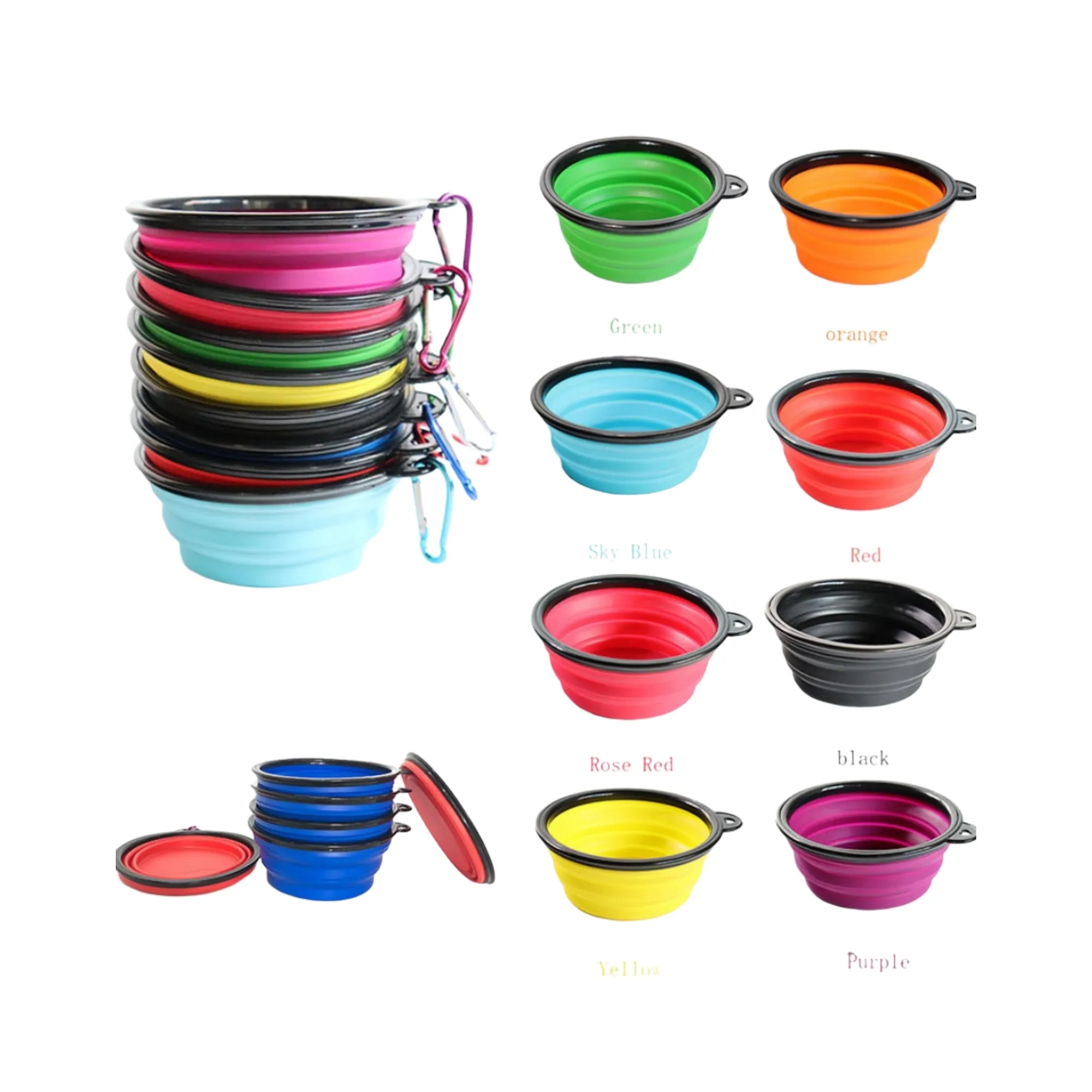 12 oz Collapsible Silicone Dog Bowl with Carabiner 2