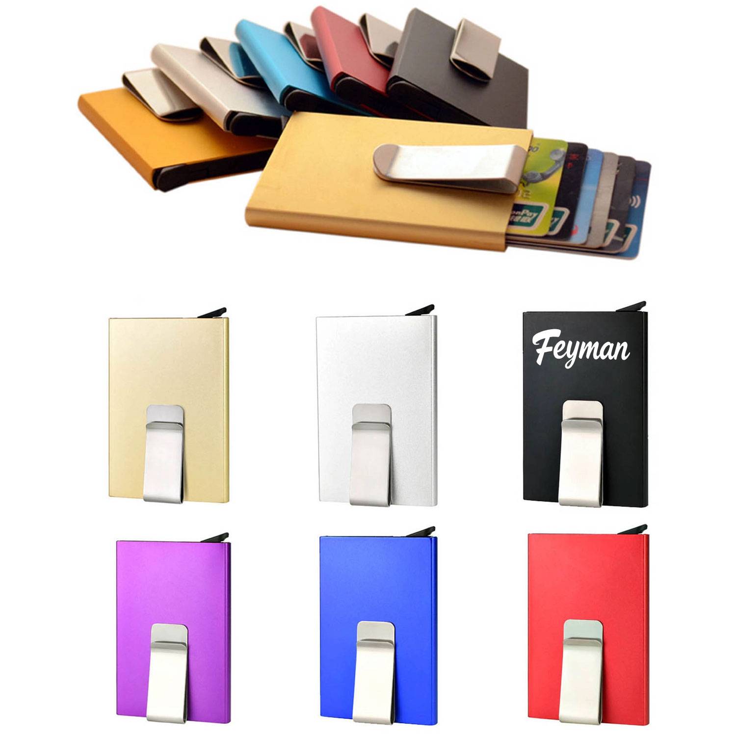 RFID Credit Card Holder for Men Money Clip Aluminum Metal 5