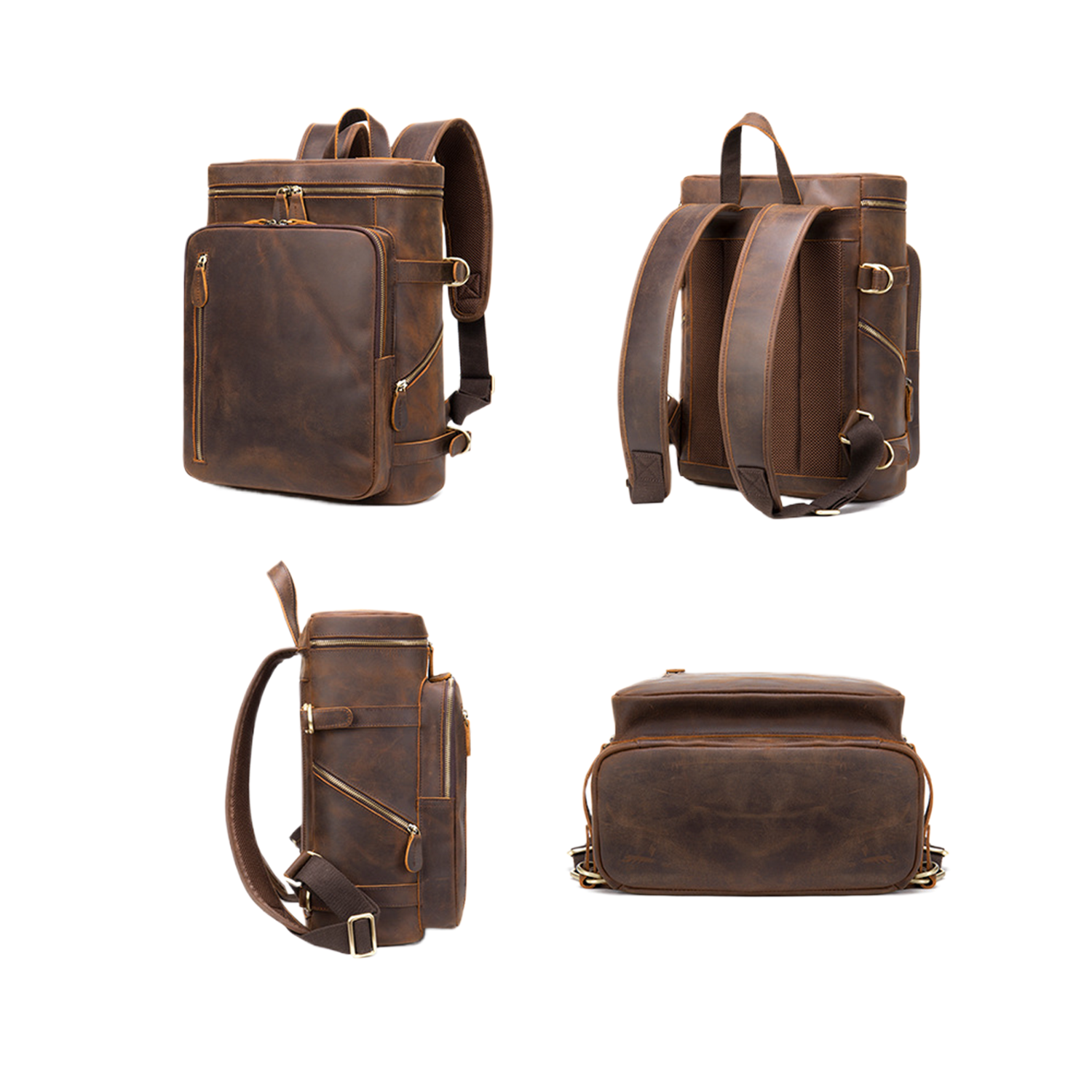 Men's retro Genginue leather backpack 2