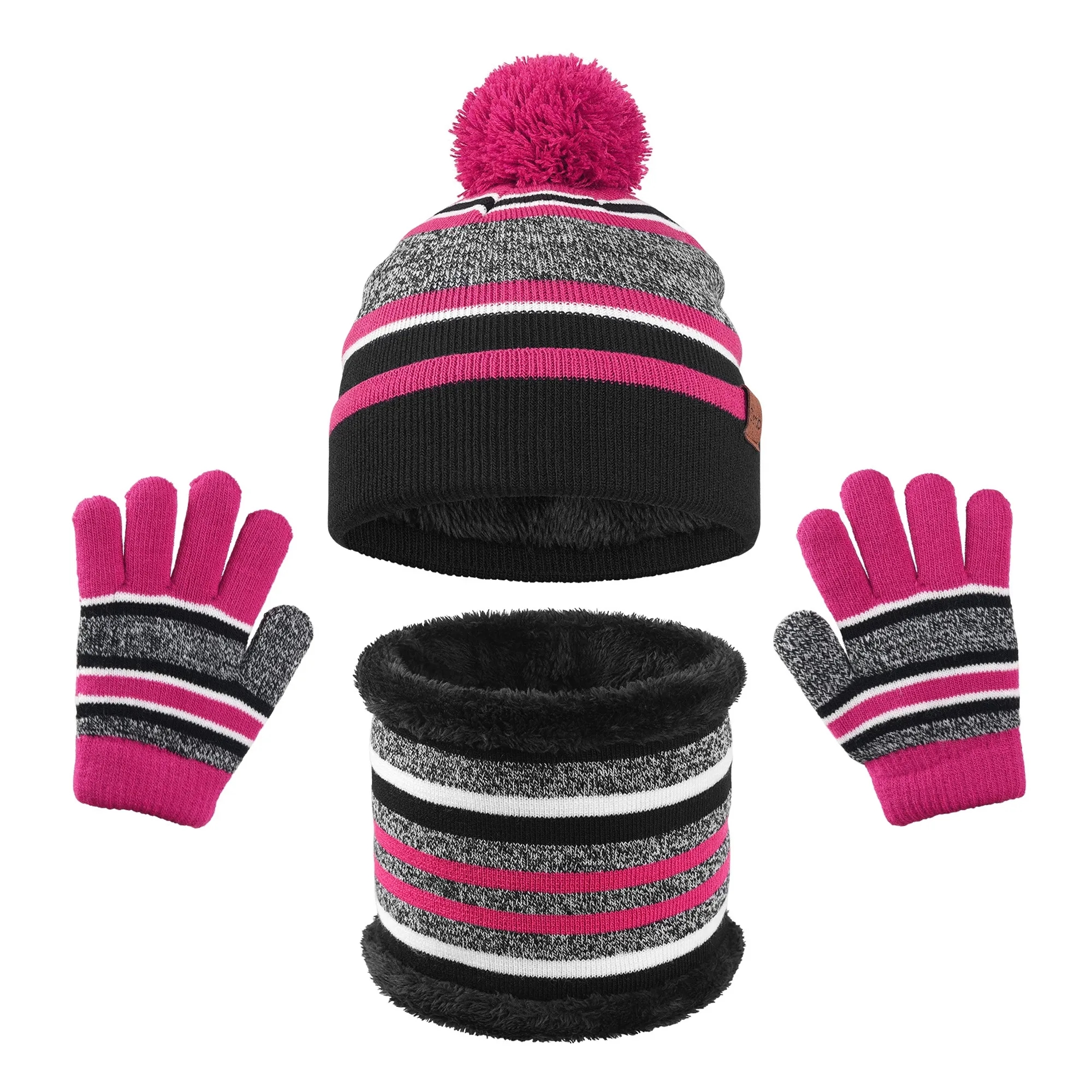 Kids' Knitted Gloves Hat & Scarf 3-Piece Set 6