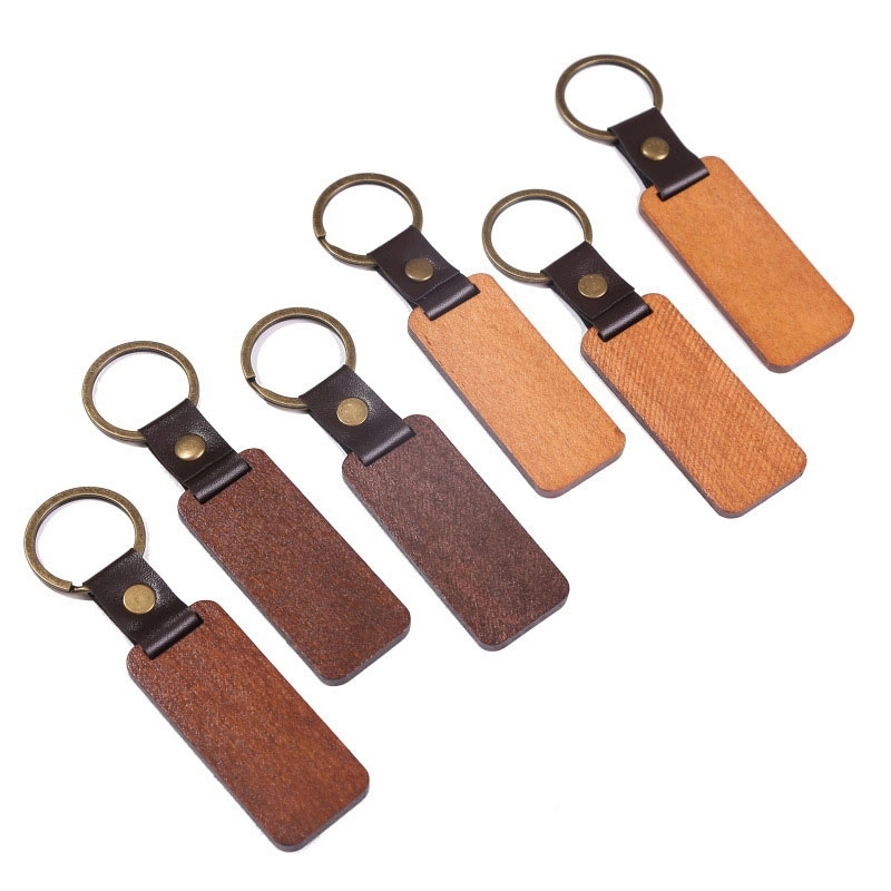 Engraved Wooden w/ Leather Keychain 4