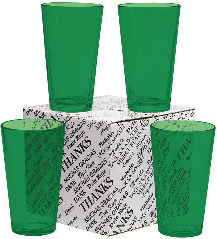 16 oz. Mixing Glass Thank You Set 4