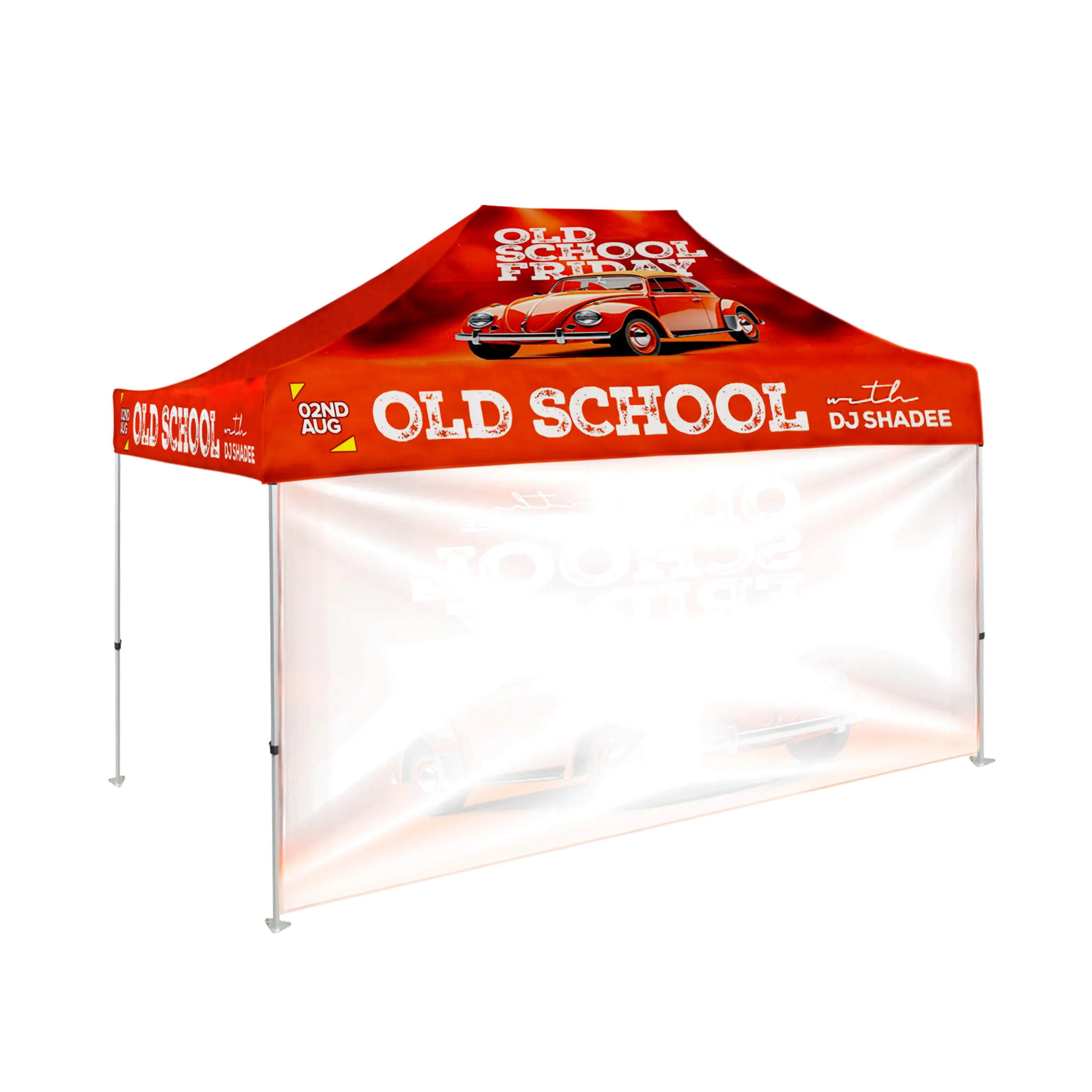10'x15' Tent Canopy w frame, 1 long full wall 6