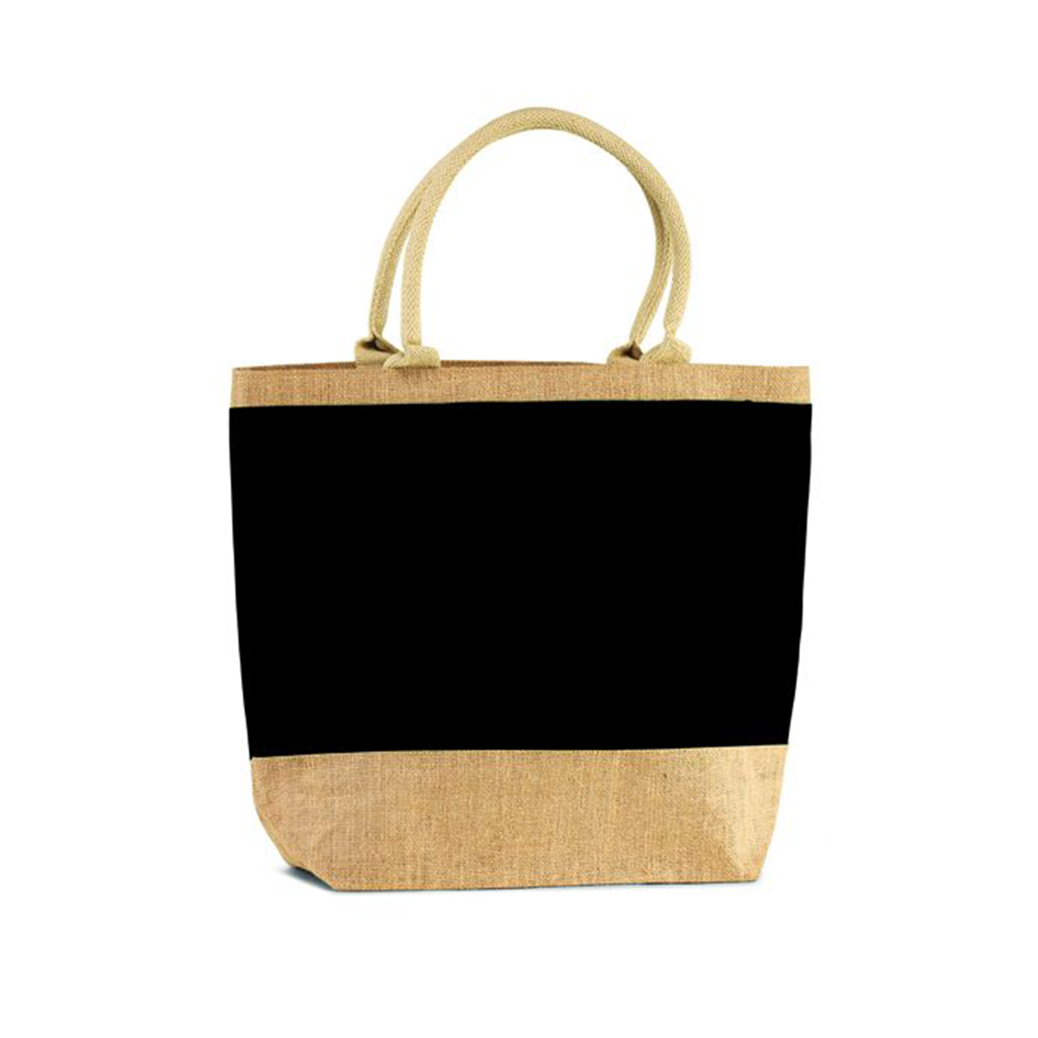 Two Tone Jute Beach Tote With Handles, custom tote bag with logo imprint 3