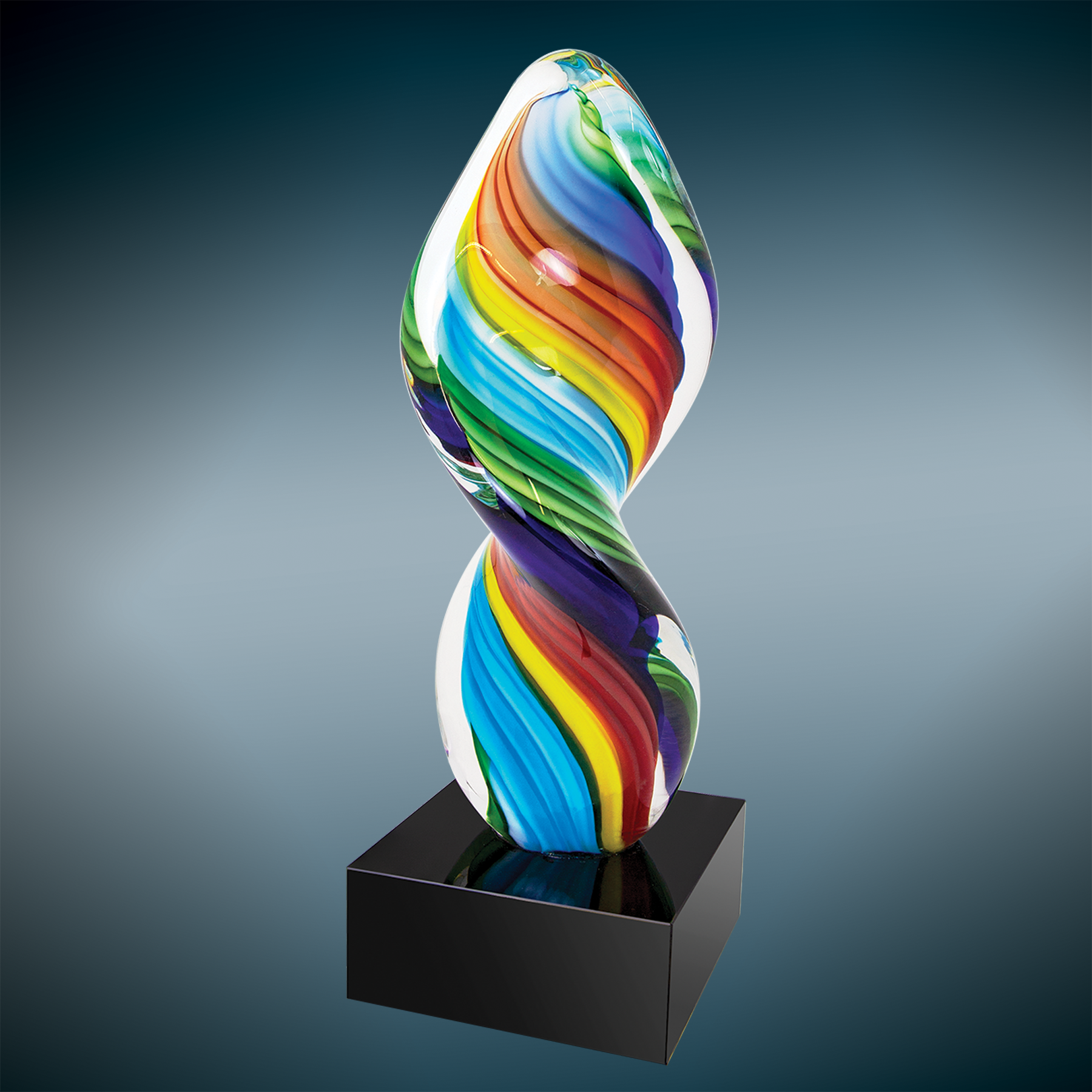 10 1/2" Rainbow Twist Art Glass with Black Base 6