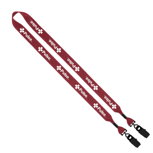 3/4" 2-Ended Polyester Lanyard with Metal Crimp & Metal Bulldog Clip 20