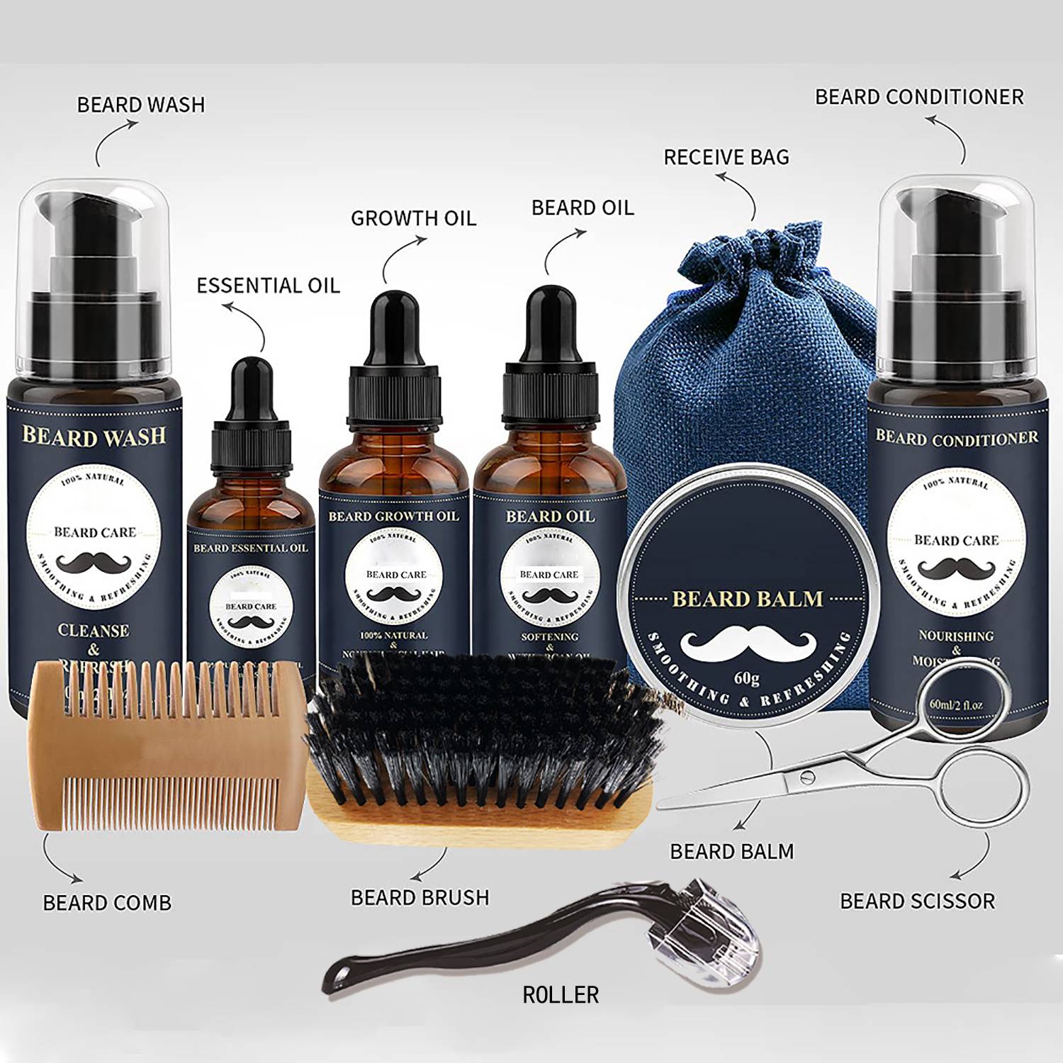 12PCS Men's Grooming Beard Care Kit 7