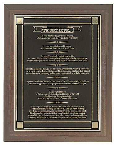 12" X 15" Solid Cherry Raised Panel With Engraved Plate 2