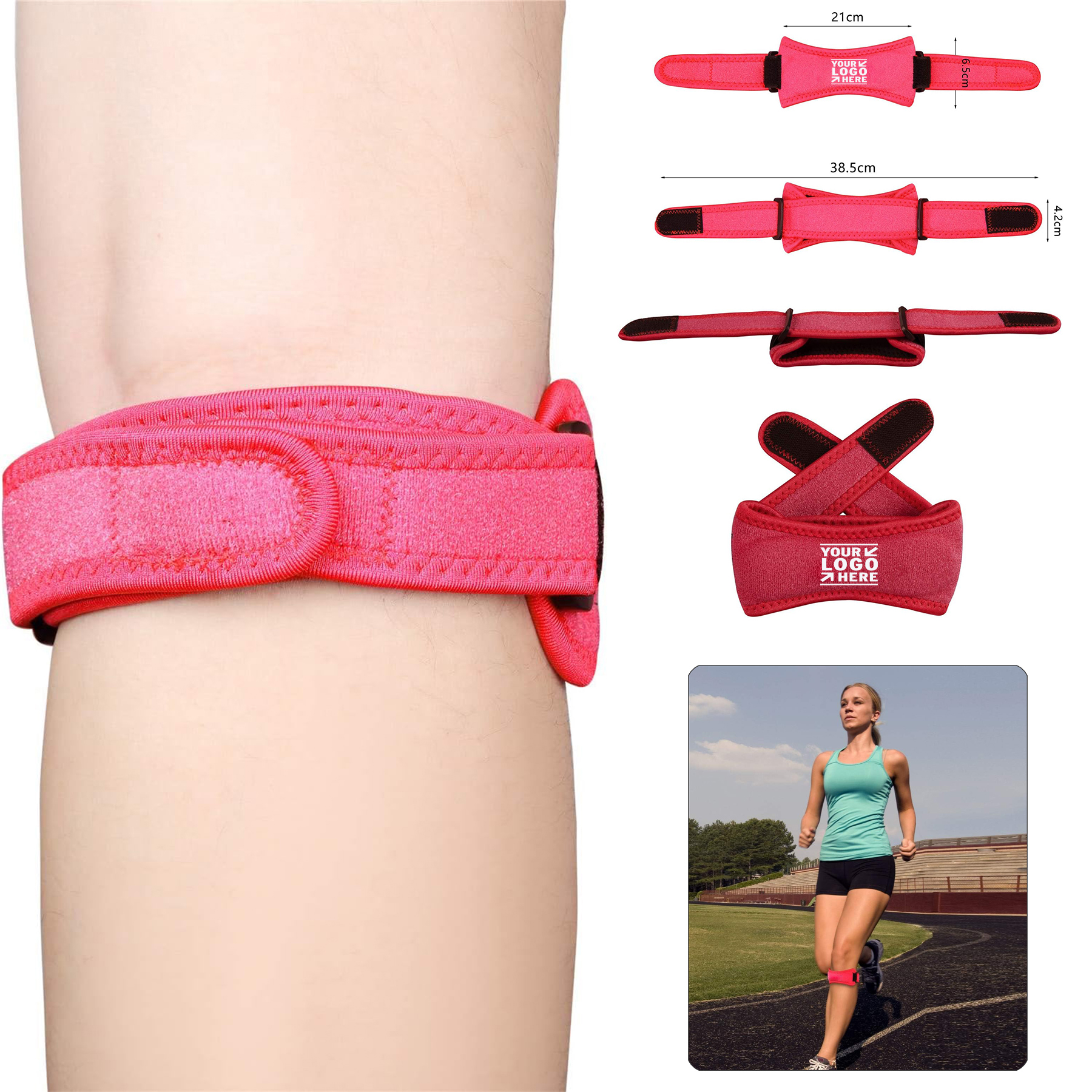 Adjustable Tendon Support Patella Knee Strap Set Knee Brace Support Pain Relief Osgood-Schlatter 