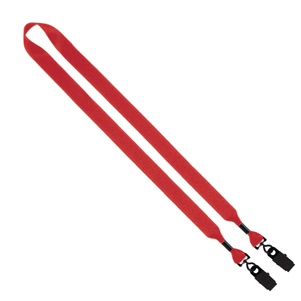 3/4" 2-Ended Polyester Lanyard with Metal Crimp & Metal Bulldog Clip 1