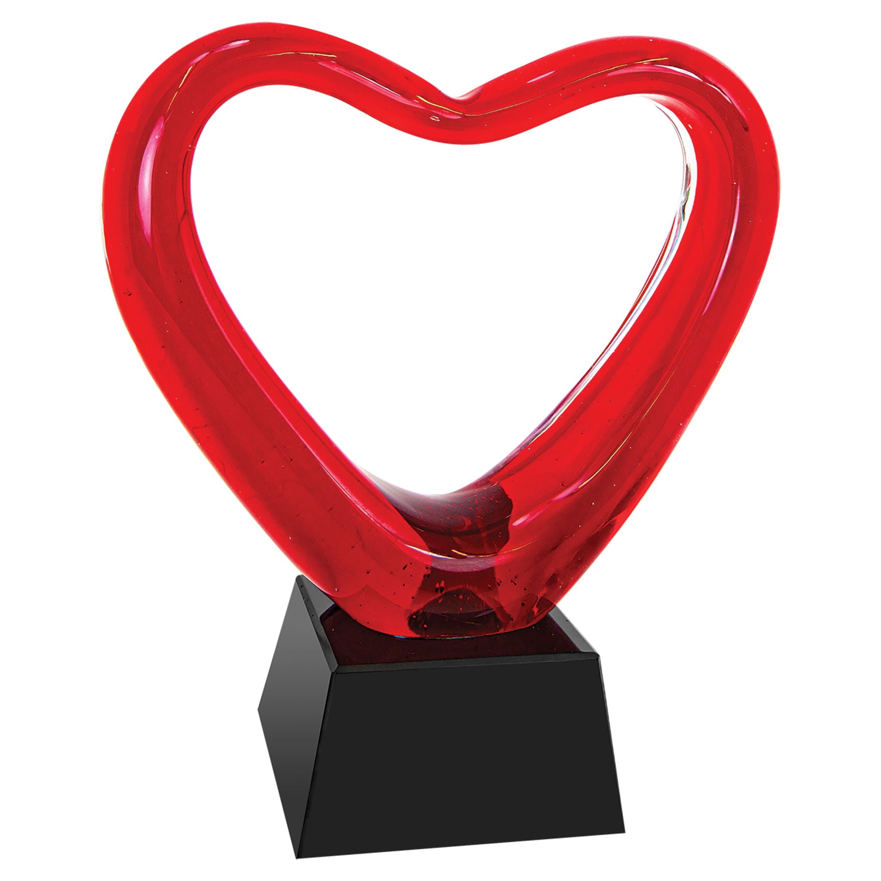 Glass Heart With Black Base 2
