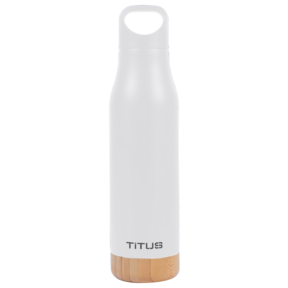 Premium 17 oz TiTUS® Stainless Steel Water Bottle with Wood Base