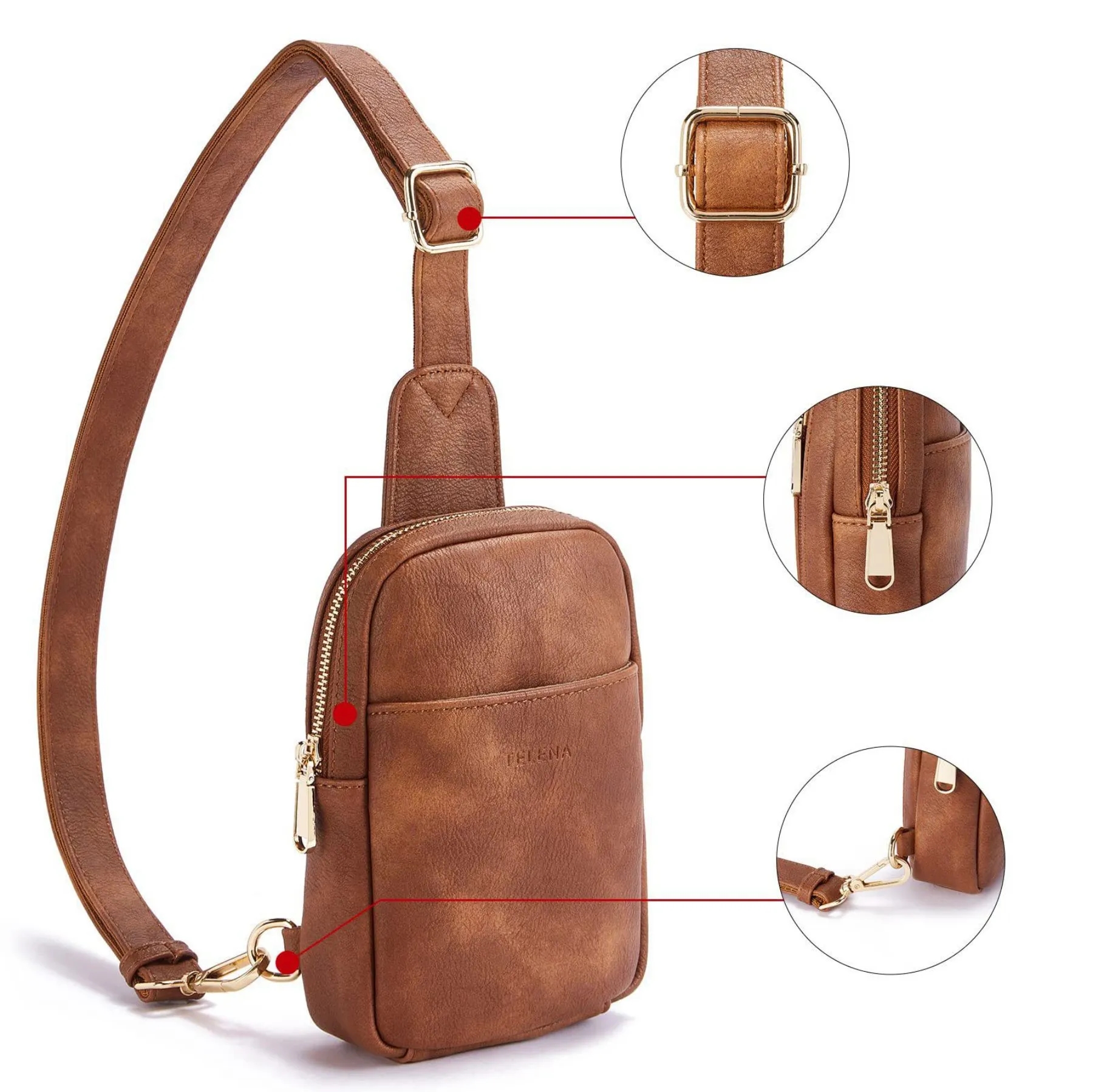 Leather Crossbody Fanny Packs Chest Bag 5