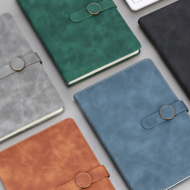 A5 PU Leather Hardcover Notepad W/Round Metal Buckle 13