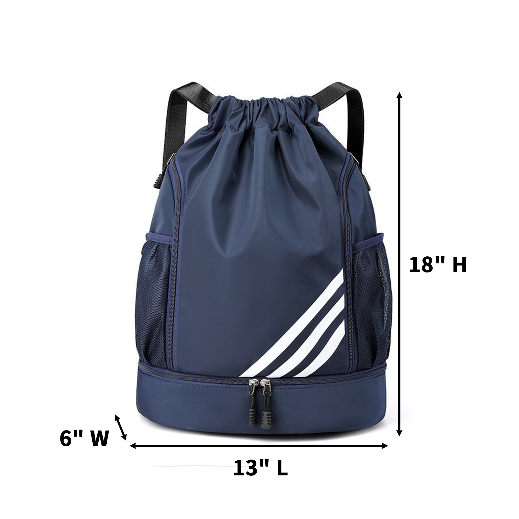 Water Resistant Drawstring Daypack 13" Length X 6" Width X 18" Height 9
