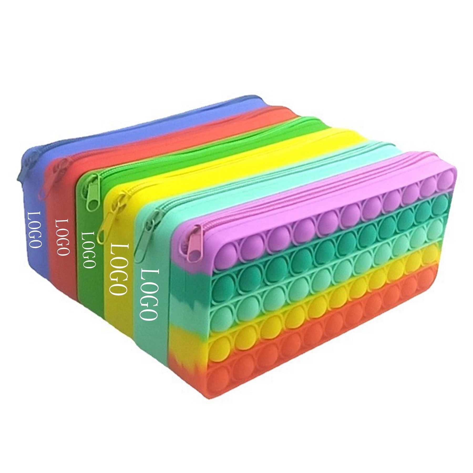 Large Capacity Square Push Pop Bubble Toy Pencil Case 7