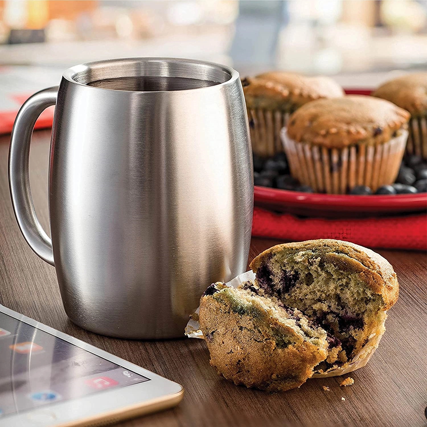 14 oz Double Wall Stainless Steel Mugs with Handles 1