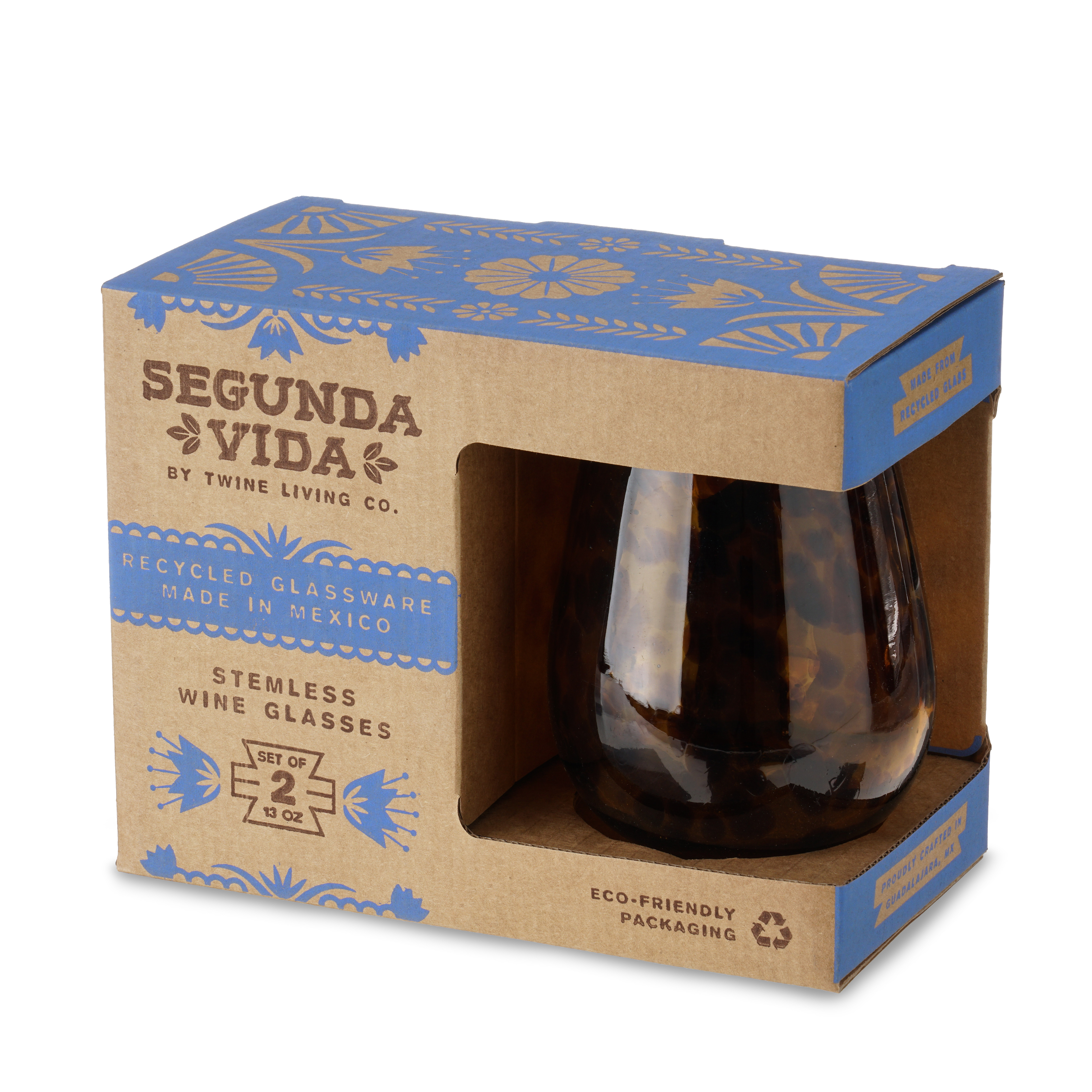 Twine Living® Tortuga Stemless Recycled Wine Glass, set of 2 6