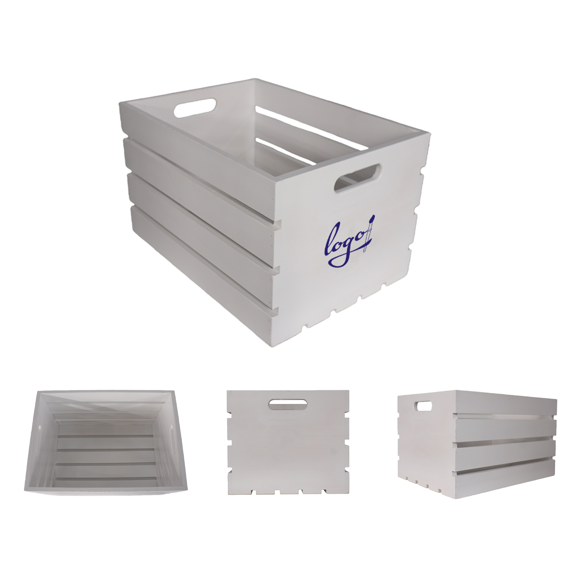 Custom Logo White Wooden Crate 2