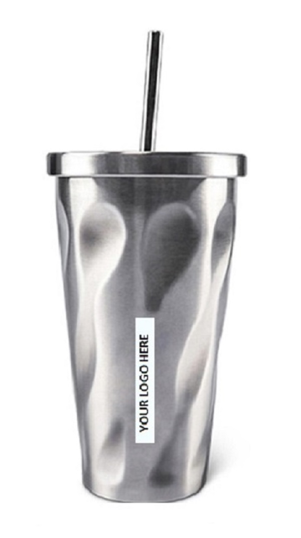 Stainless Steel Tumbler w/ SS Lid & Straw 15oz 1